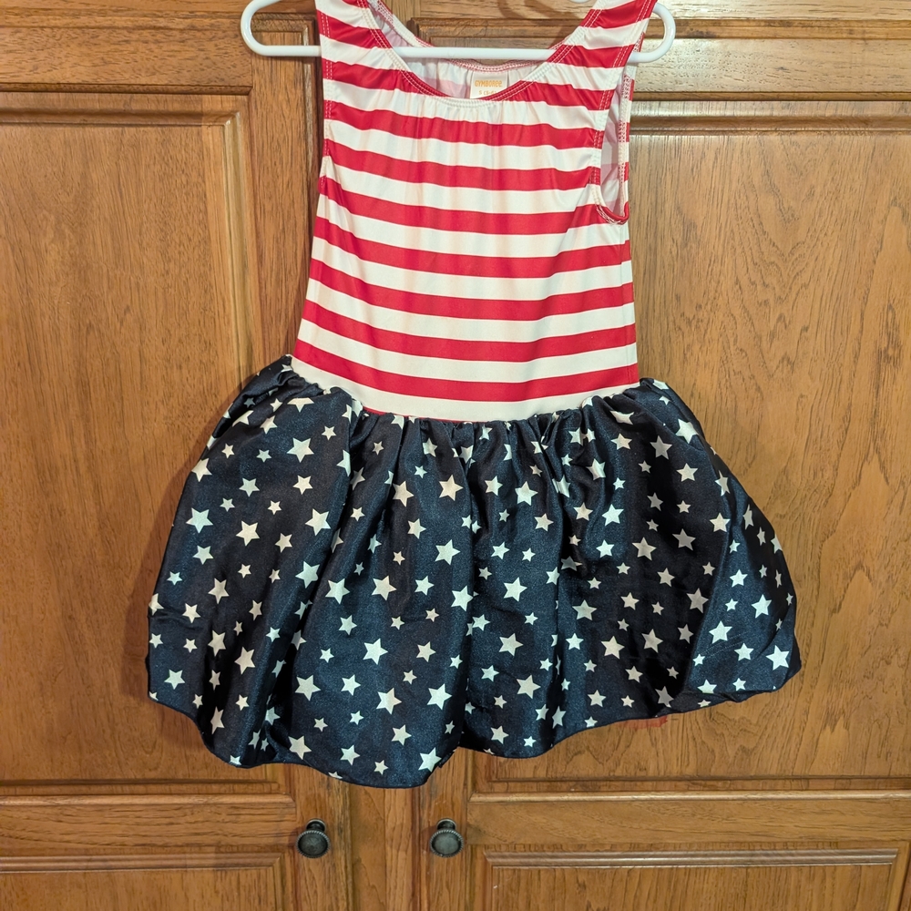 Patriotic Red and White Striped Patriotic Tutu Dress with Starry Skirt